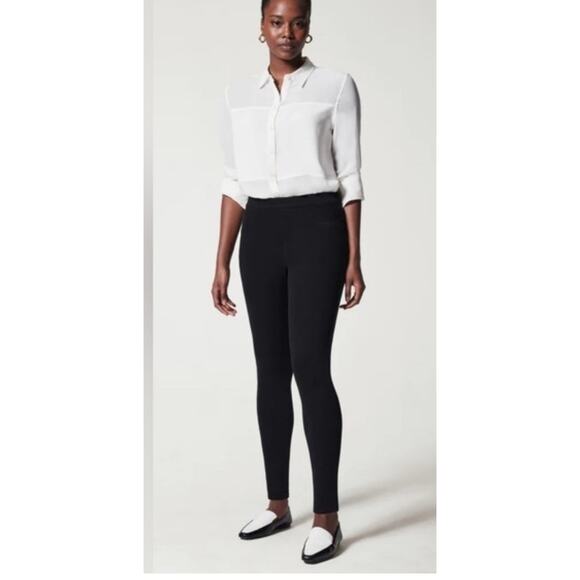 Spanx Jean-ish Ankle Leggings Womens Large Black Pull On Stretch Skinny Leg - Picture 1 of 10